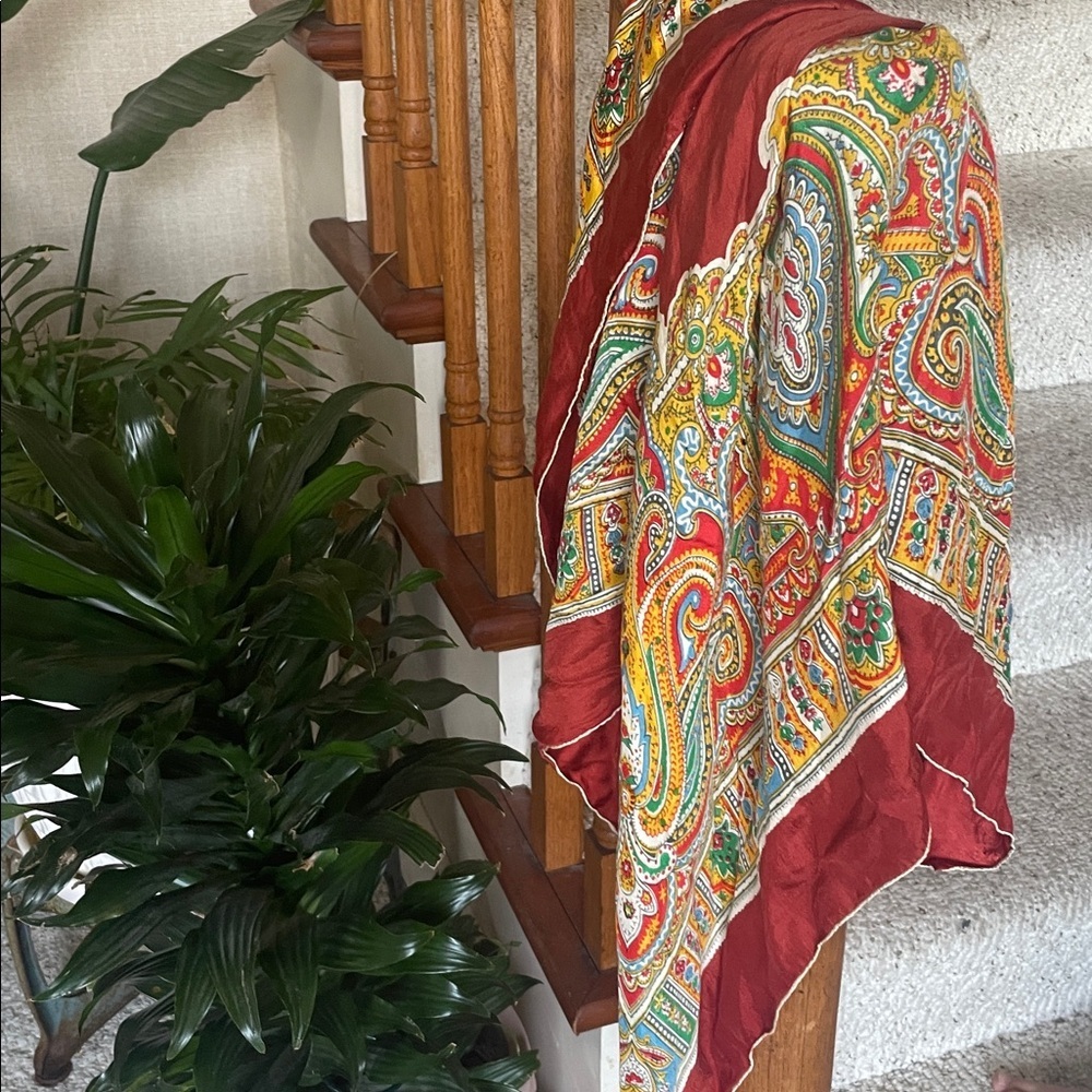 Vibrant Large Boho Paisley Red Square Versatile Scarf Hair Wrap